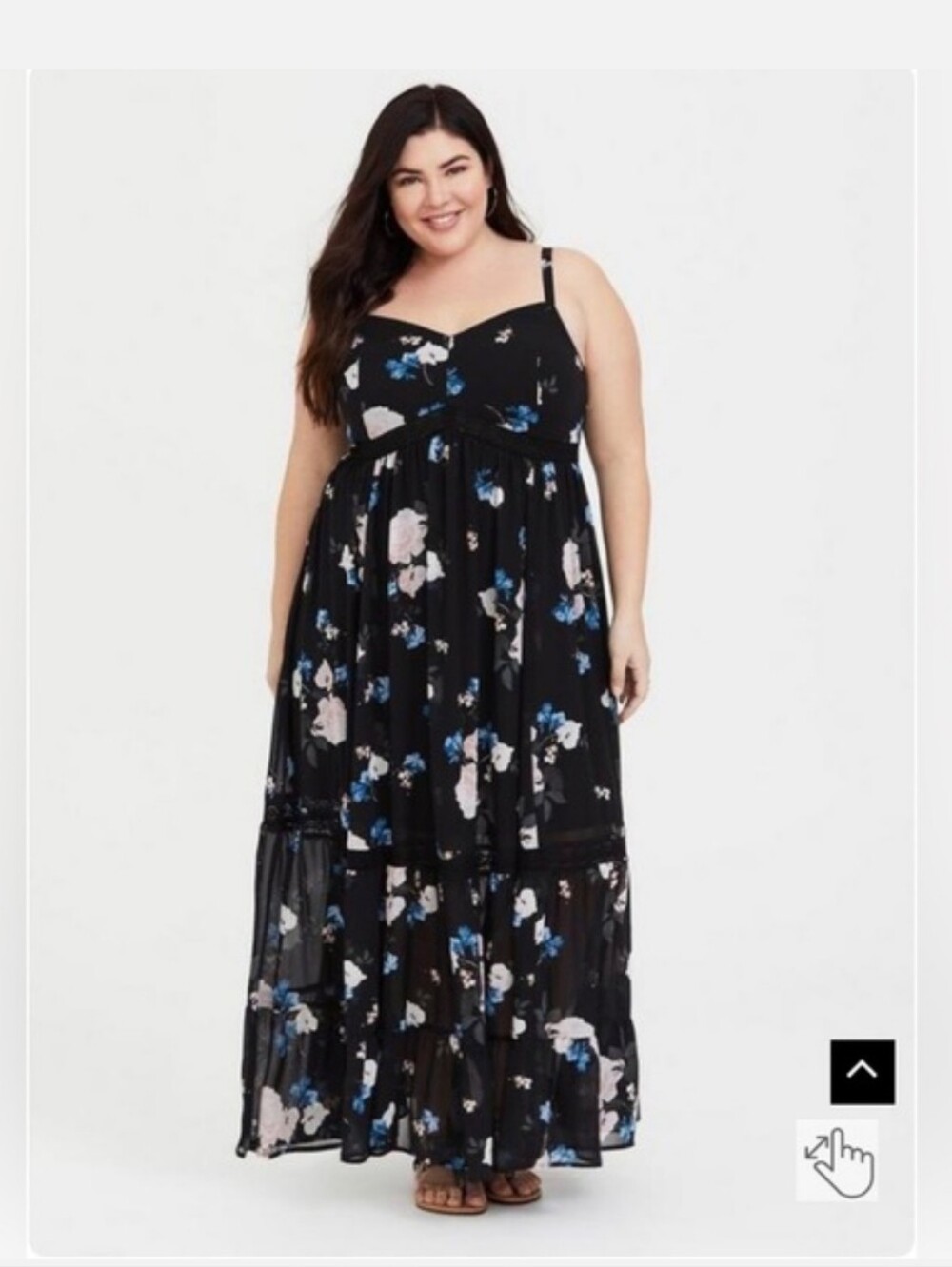 Black Floral Maxi Dress with Pink and Blue Blooms